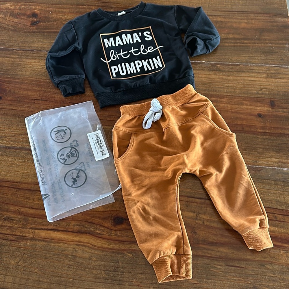 Mamas Little Pumpkin outfit size 90, 9-12 months